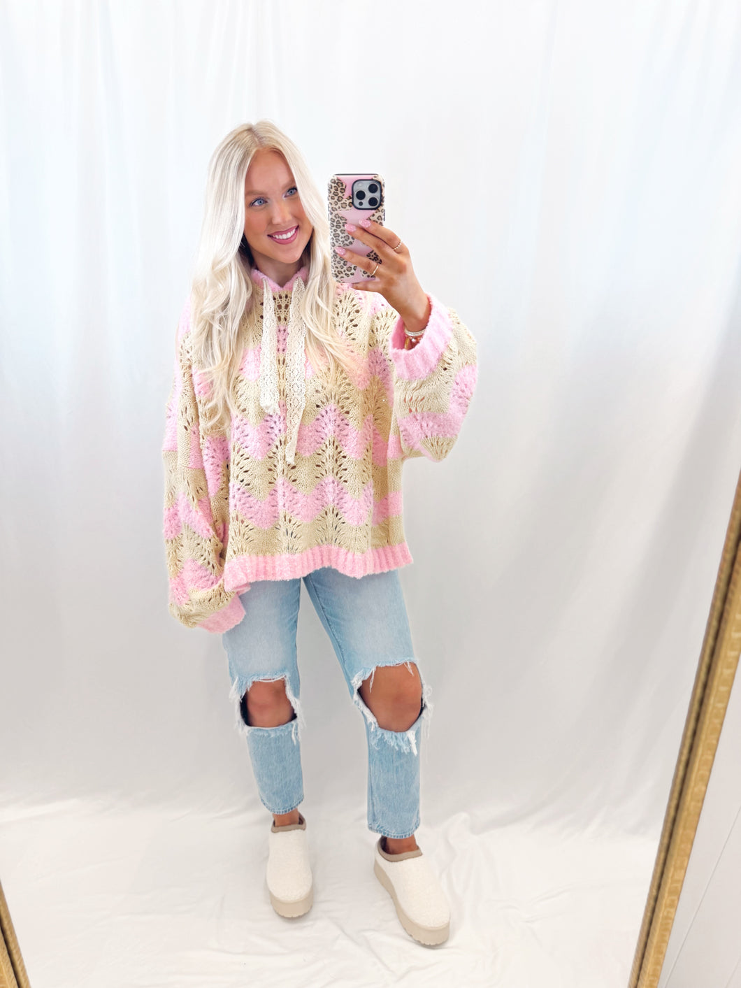 Cuddle Cloud Sweater PINK/TAN