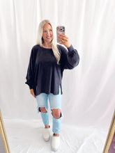 Load image into Gallery viewer, Fall Chill Basic Top BLACK💖 1 medium &amp; 1 large left
