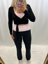 Load image into Gallery viewer, Baby Pink Polka Dot Foldover Yoga Pants
