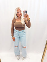 Load image into Gallery viewer, Going Out Sheer Sleeve Top BROWN
