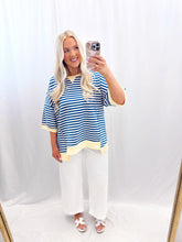 Load image into Gallery viewer, Striped In Color Top BLUE/YELLOW💖 medium &amp; large left
