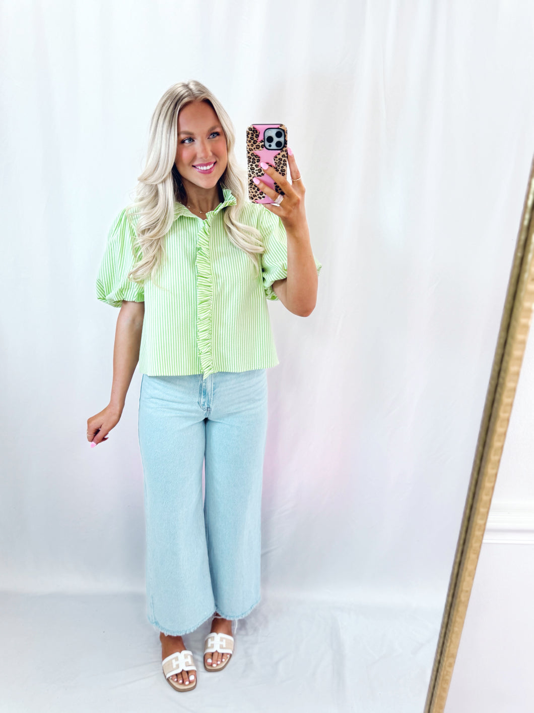 Lime Light Striped Blouse