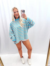Load image into Gallery viewer, Saturday Stripe Oversized Top Blue
