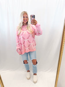 Bow Kissed Blooms Sweater PINK