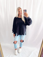 Load image into Gallery viewer, Fall Chill Basic Top BLACK💖 1 medium &amp; 1 large left
