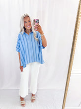 Load image into Gallery viewer, Stripe Delight Oversized Blouse SPRING BLUE
