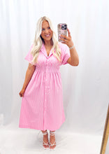 Load image into Gallery viewer, Darling Stripe Dress LIGHT PINK/HOT PINK

