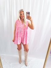 Load image into Gallery viewer, Strawberry Rose Denim Romper
