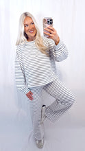 Load image into Gallery viewer, Striped By Me Set (top + pants) GREY/CREAM💖 1 medium left
