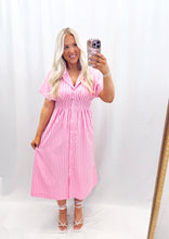 Load image into Gallery viewer, Darling Stripe Dress LIGHT PINK/HOT PINK
