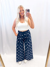 Load image into Gallery viewer, Navy Polka Wide Leg Sweatpants
