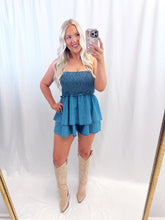 Load image into Gallery viewer, Denim Dot Romper
