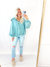Load image into Gallery viewer, Bonfire Cozy Hooded Pullover ASH BLUE (fleece lined)
