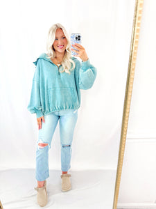 Bonfire Cozy Hooded Pullover ASH BLUE (fleece lined)