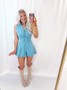 Here For The Party Denim Romper
