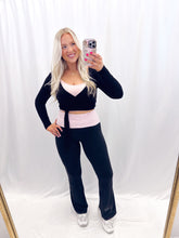 Load image into Gallery viewer, Baby Pink Polka Dot Foldover Yoga Pants
