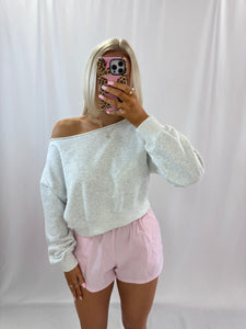 Keeping Casual Slouchy Pullover WHITE MELANGE💖1 small left