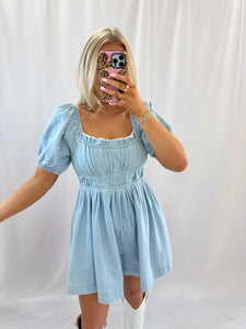 Denim And Pearls Romper
