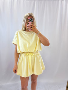 Feeling Cute Pearl Skirt Set (top + skirt) YELLOW