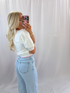 Bow Blossom Top WHITE