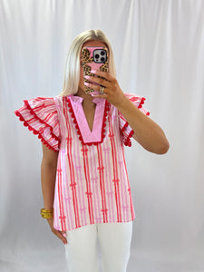 Bow Cute Blouse RED💖 1 small & 1 medium left