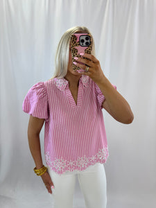 Southern Sass Blouse PINK💖 1 small & 1 large left