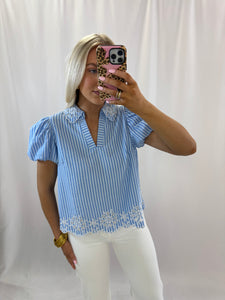 Southern Sass Blouse BLUE