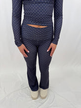 Load image into Gallery viewer, Active In Dots SET NAVY/WHITE POLKA DOTS (top + yoga pants)
