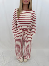 Load image into Gallery viewer, Stripe Delight Jumpsuit BURGUNDY
