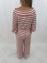 Load image into Gallery viewer, Stripe Delight Jumpsuit BURGUNDY
