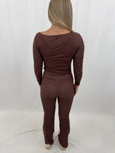Load image into Gallery viewer, Active In Dots SET BROWN/WHITE POLKA DOTS (top + yoga pants)
