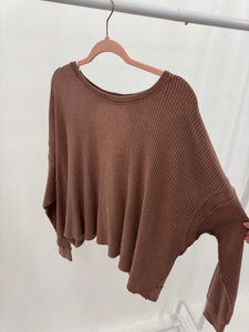Go Getter Open Back Washed Top BROWN