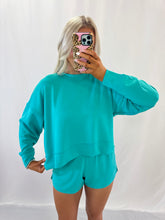 Load image into Gallery viewer, Daily Basis Scuba Set (top + shorts) TURQUOISE💖 1 medium &amp; 2 larges left
