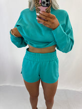 Load image into Gallery viewer, Daily Basis Scuba Set (top + shorts) TURQUOISE💖 1 medium &amp; 2 larges left
