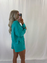 Load image into Gallery viewer, Daily Basis Scuba Set (top + shorts) TURQUOISE💖 1 medium &amp; 2 larges left
