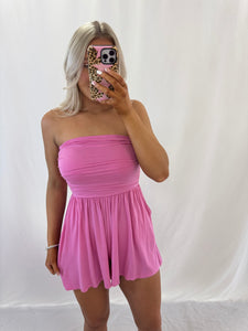 Try To Keep Up Romper PINK
