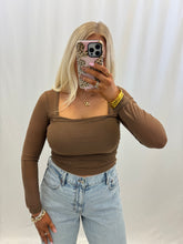 Load image into Gallery viewer, Going Out Sheer Sleeve Top BROWN
