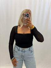 Load image into Gallery viewer, Going Out Sheer Sleeve Top BLACK
