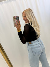 Load image into Gallery viewer, Going Out Sheer Sleeve Top BLACK
