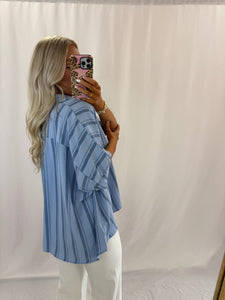 Stripe Delight Oversized Blouse SPRING BLUE