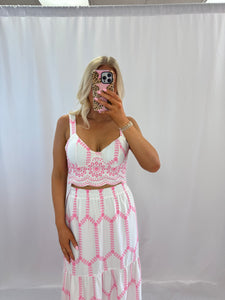 Pink Palm SET (top + skirt)