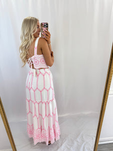 Pink Palm SET (top + skirt)
