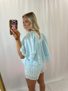 Blue Eyelet Blouse