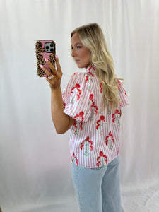 Striped In Floral Blouse💖 1 medium & 2 larges left