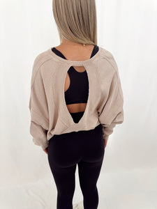 Go Getter Open Back Washed Top BROWN