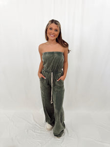 Every Effort Soft Jumpsuit Washed OLIVE